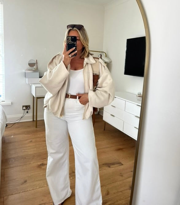 Cream Suede Style Pocket Jacket
