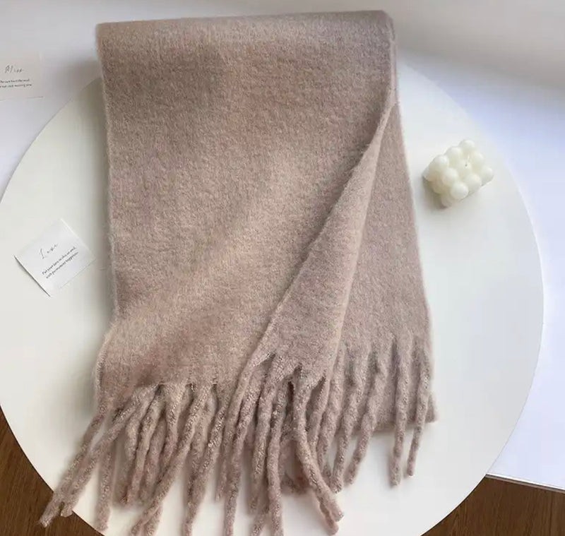 Beige Pink Thick Cashmere Scarf