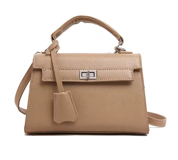 Beige Small Handbag Silver Hardware