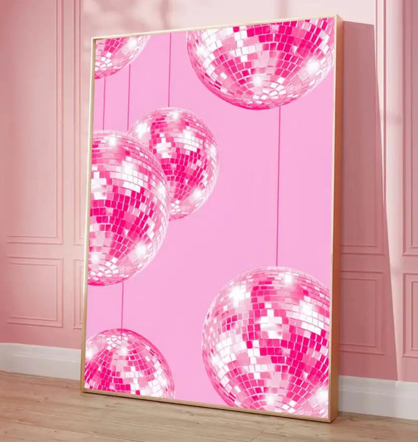 Disco Ball Pink Wall Poster (not framed)