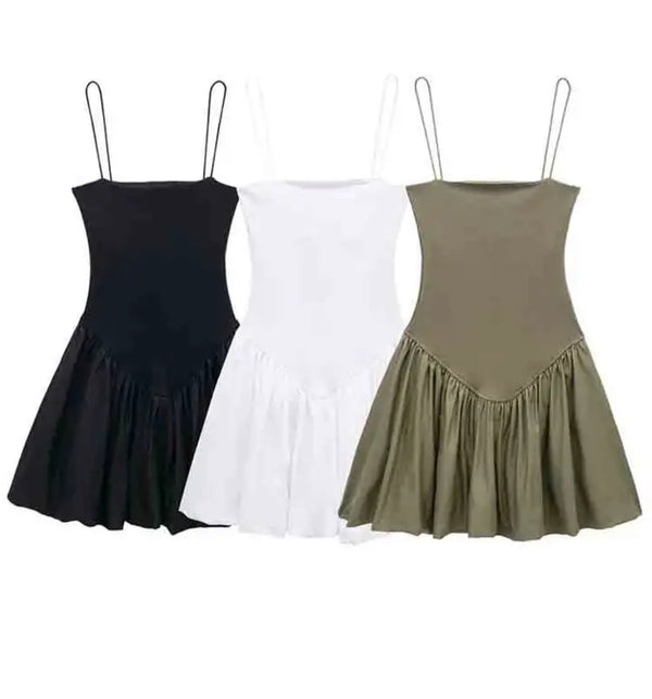 Summer mini dress in khaki, black or white