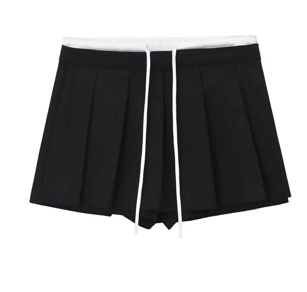 Pleated Black Skort