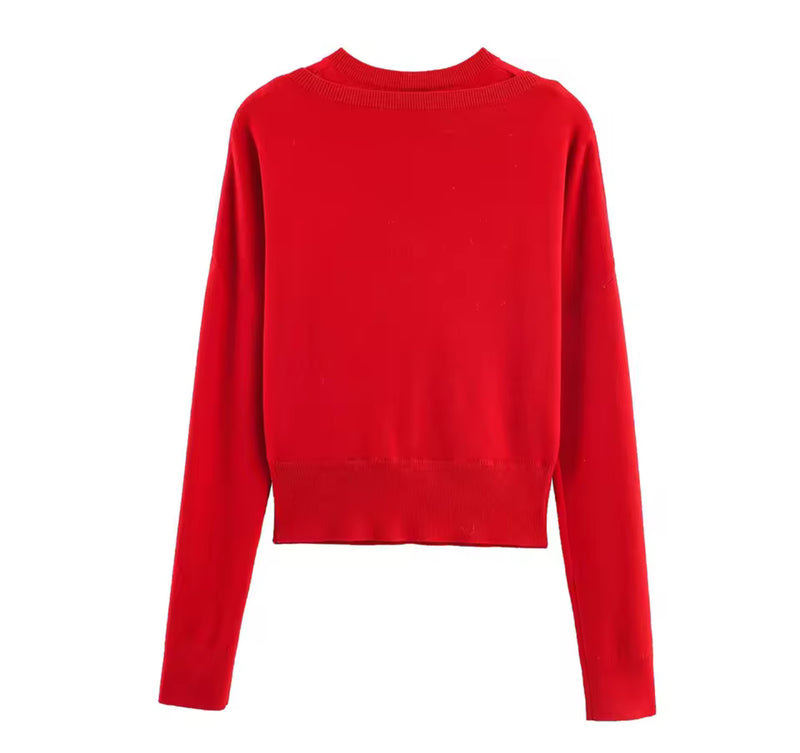 Red Double Layer Knitted Jumper