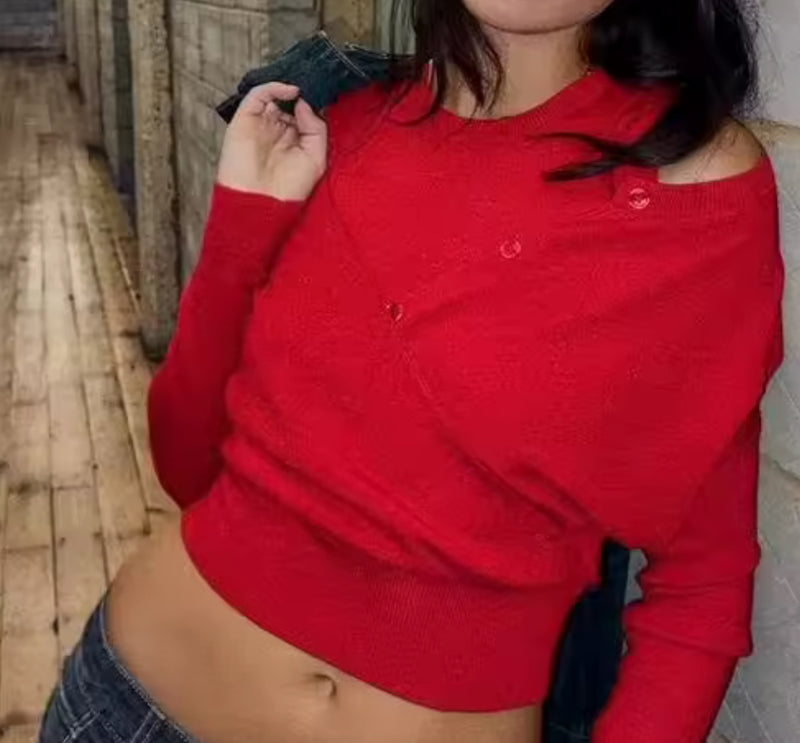 Red Double Layer Knitted Jumper