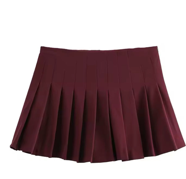 Burgundy Pleated Skort