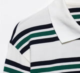 Striped Long Sleeve Polo Top