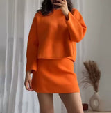 Orange Knitted Skirt and Jumper Co Ord