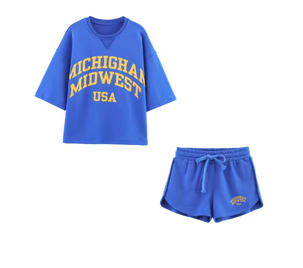 Blue Top and Shorts Jersey Co Ord
