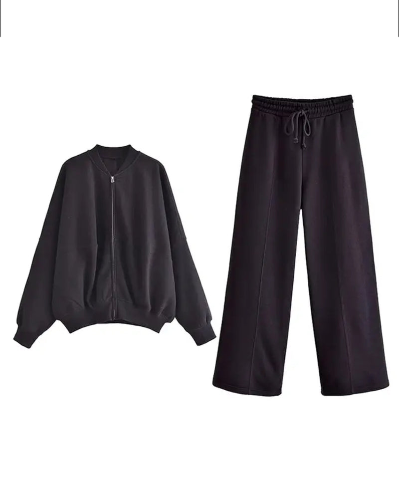 Casual winter women's co-ord tracksuit in various colors - two-piece trousers and jacket.