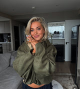 Green Suede Style Pocket Jacket
