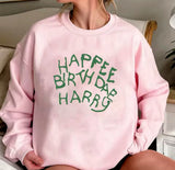 Pink green Harry wizzard ‘Happee Birthdae Harry’ jumper