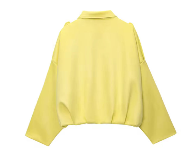 Yellow Suede Style Bomber Jacket