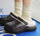 Black Crocs with Fur Inside