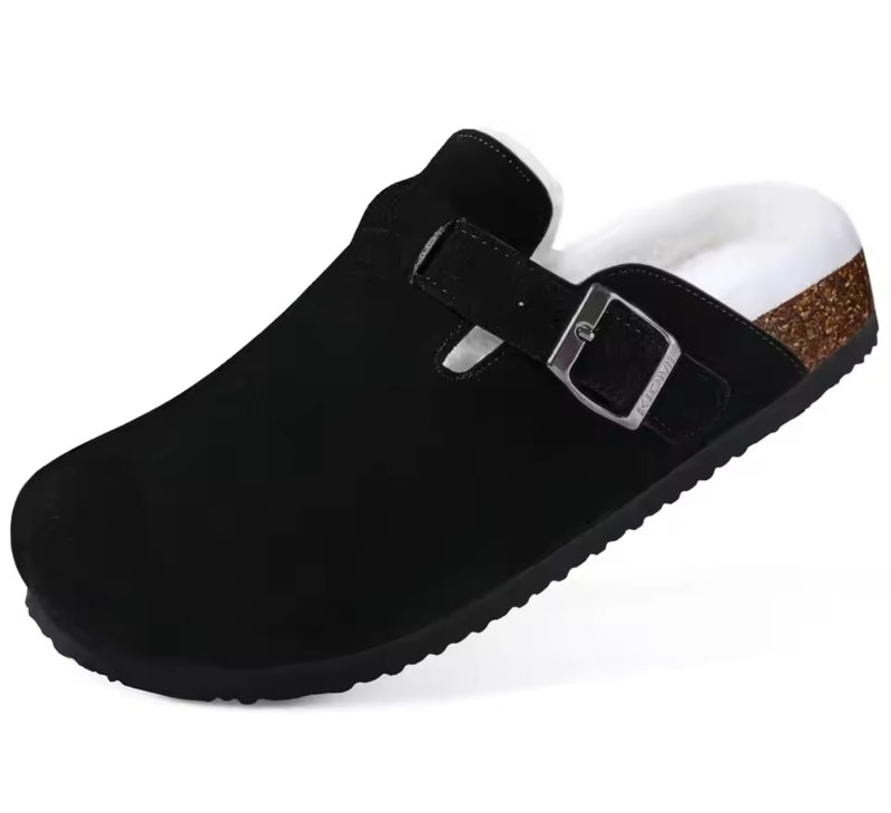 Black Clogs with Fur