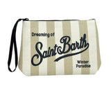 Green And White Stripe Clutch Bag