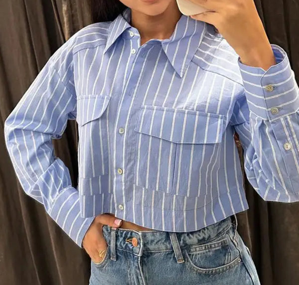 Striped Cropped Shirt