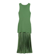 Green Knitted Pleated Dress