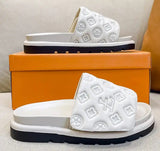 Stylish Louis Vuitton monogram slide sandals with padded design - Design Sliders Padded