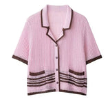Pink Stripe Knitted Short Co Ord