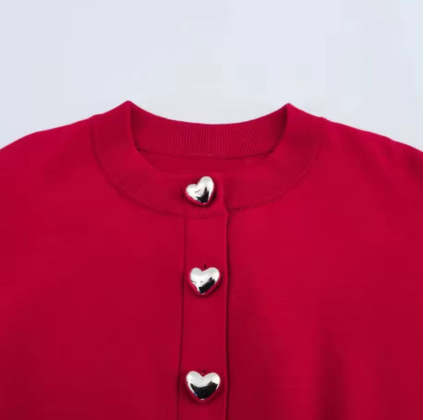 Red Cardigan Heart Buttons