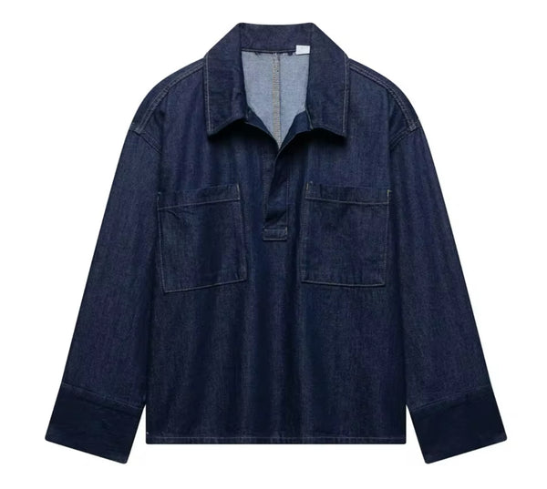 Dark Blue Denim Pocket Shirt