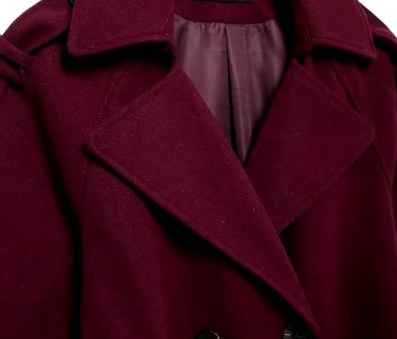 Burgundy Long Belted Jacket