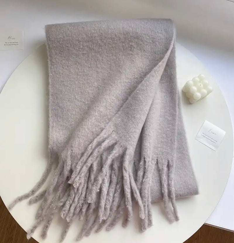 Light Grey Thick Cashmere Scarf