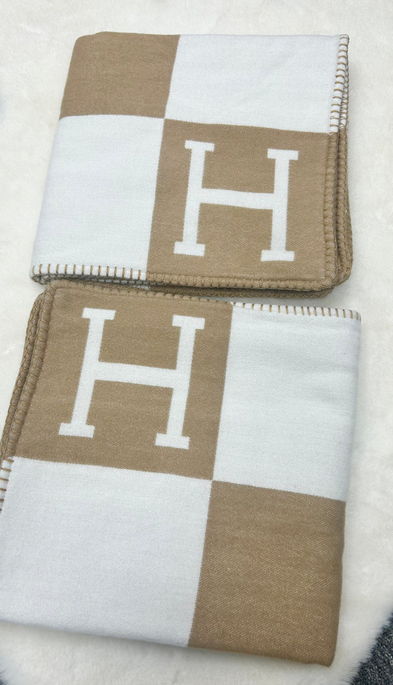 Set of 2 XL tan H cushion covers bundle