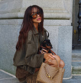 Green Suede Style Pocket Jacket