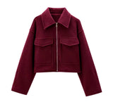 Burgundy Wool Jacket with Zip