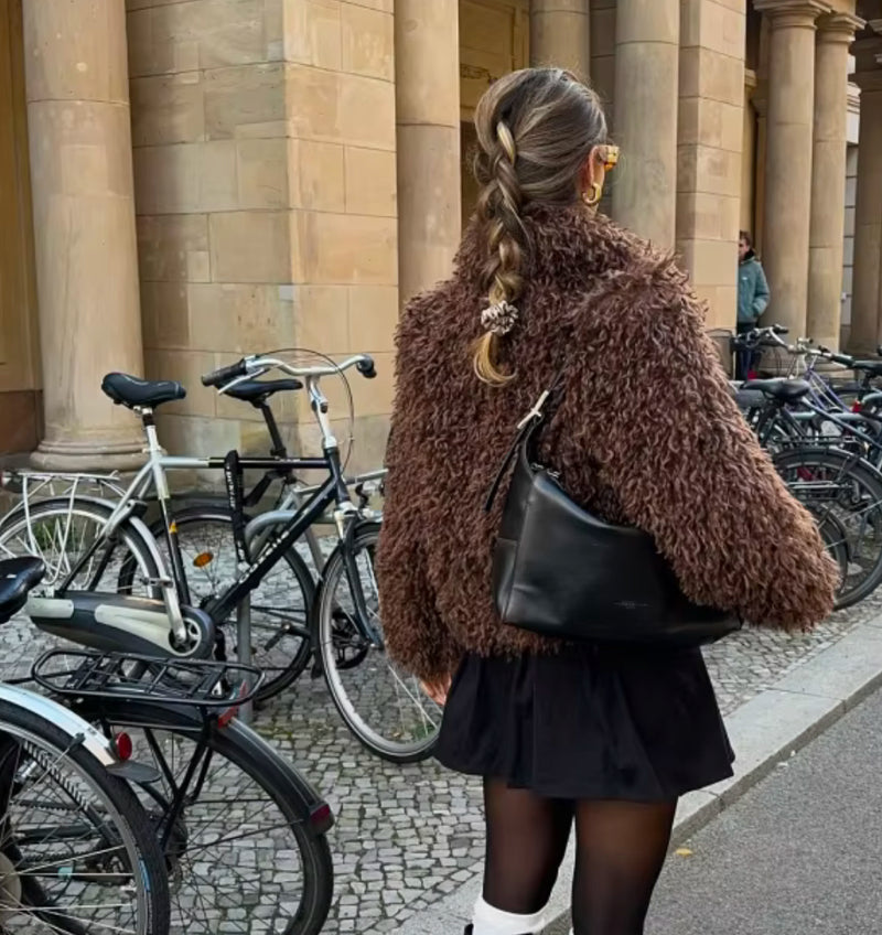 Shaggy Brown Faux Fur Jacket