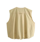 Sleeveless Pocket Beige Gilet