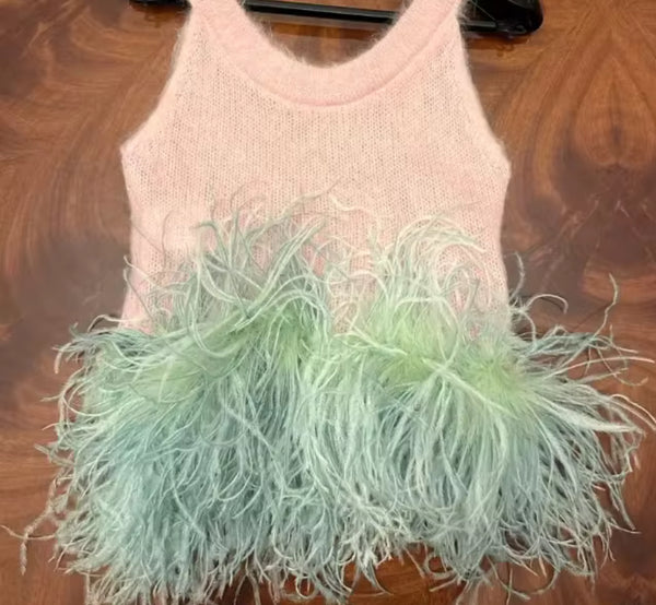 Pink and Green Fluffy Top