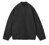 black Wool Bomber Jacket