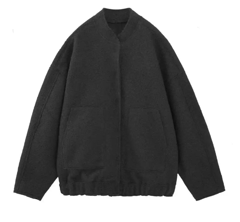 black Wool Bomber Jacket