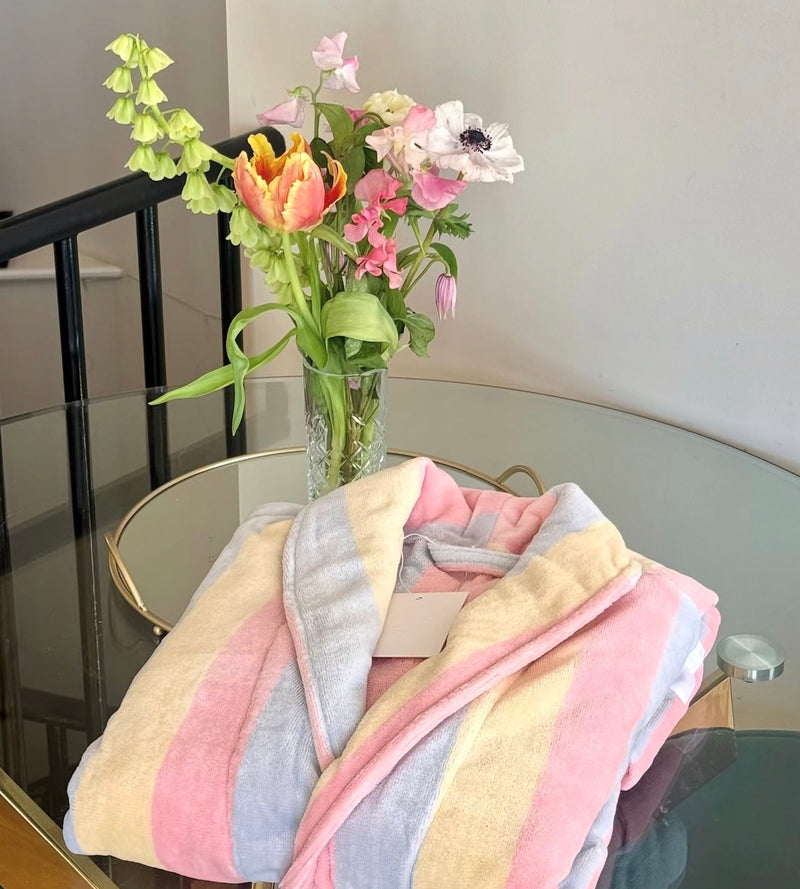 open lace back dress The Pastel Striped Women's Dressing Gown Robe – The Gifted Sisters