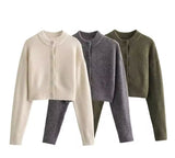 Khaki Green Supersoft Crop Cardigan