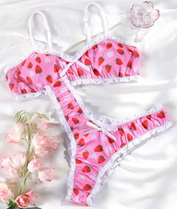 Strawberry bikini white and pink