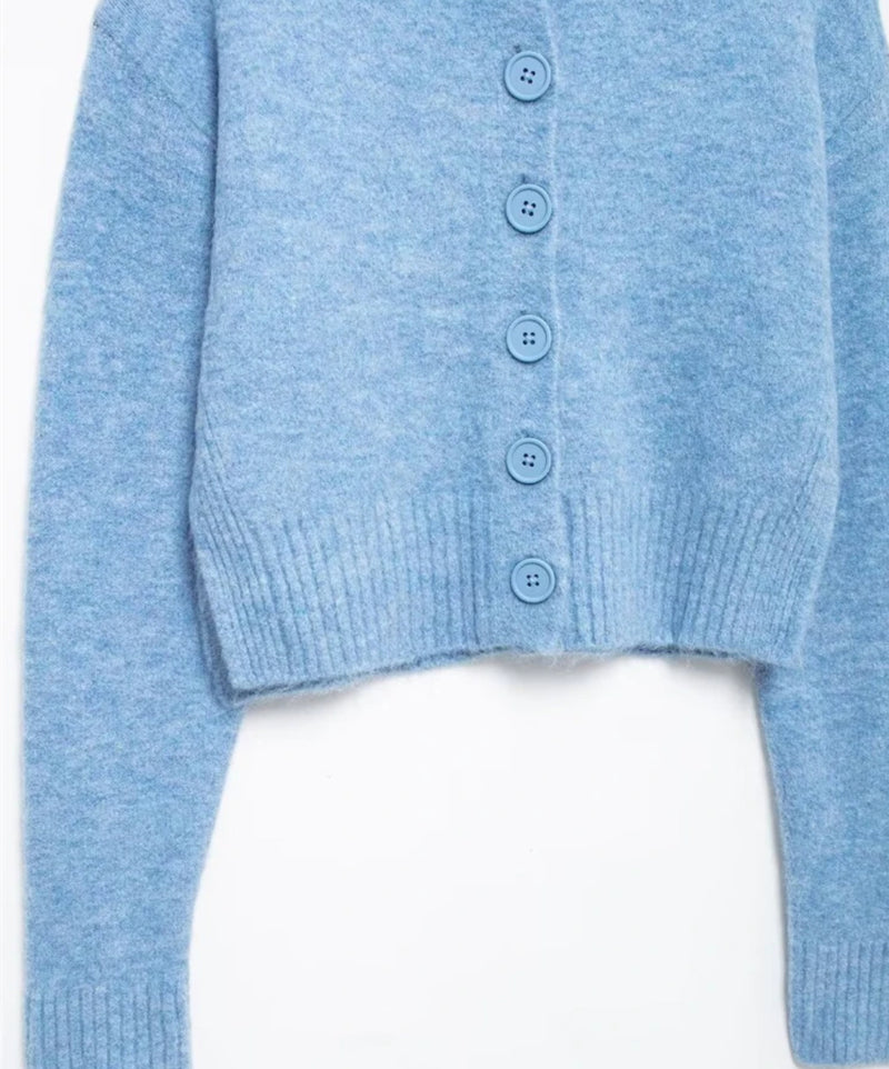 Baby Blue Knitted Crop Cardigan