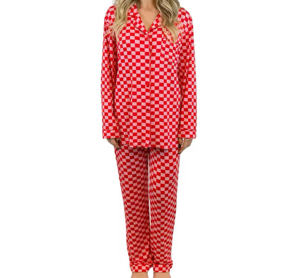 Pink and Red Check Pyjama Set