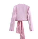 Pink Crop Bow Jacket