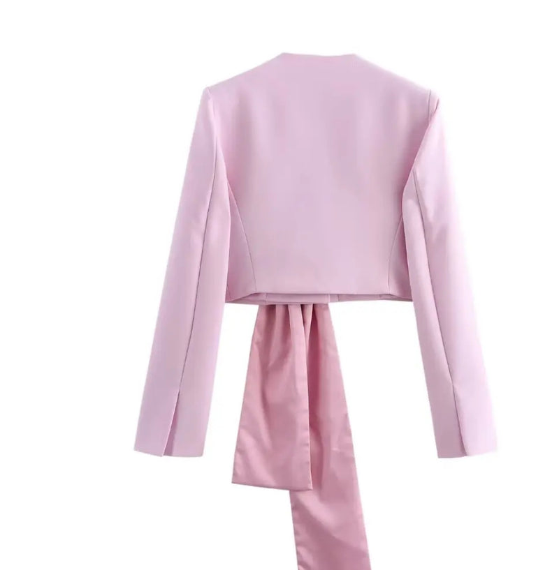 Pink Crop Bow Jacket