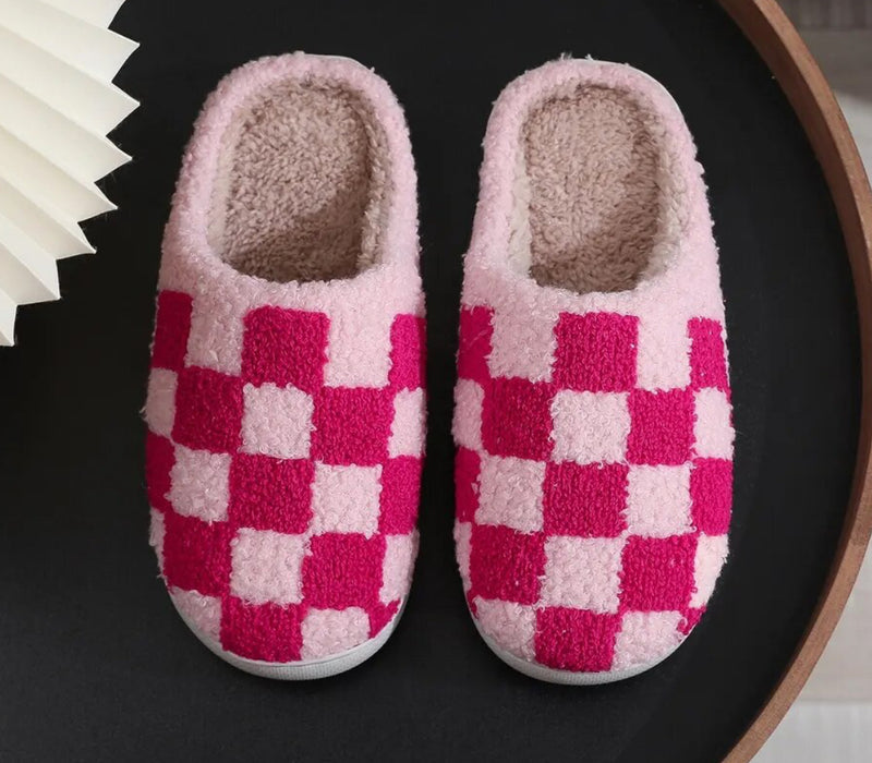 Pink Checkered Slippers