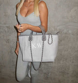 Canvas Tote Bag with Chain Grey