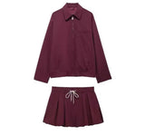 Burgundy Skirt and shirt Set