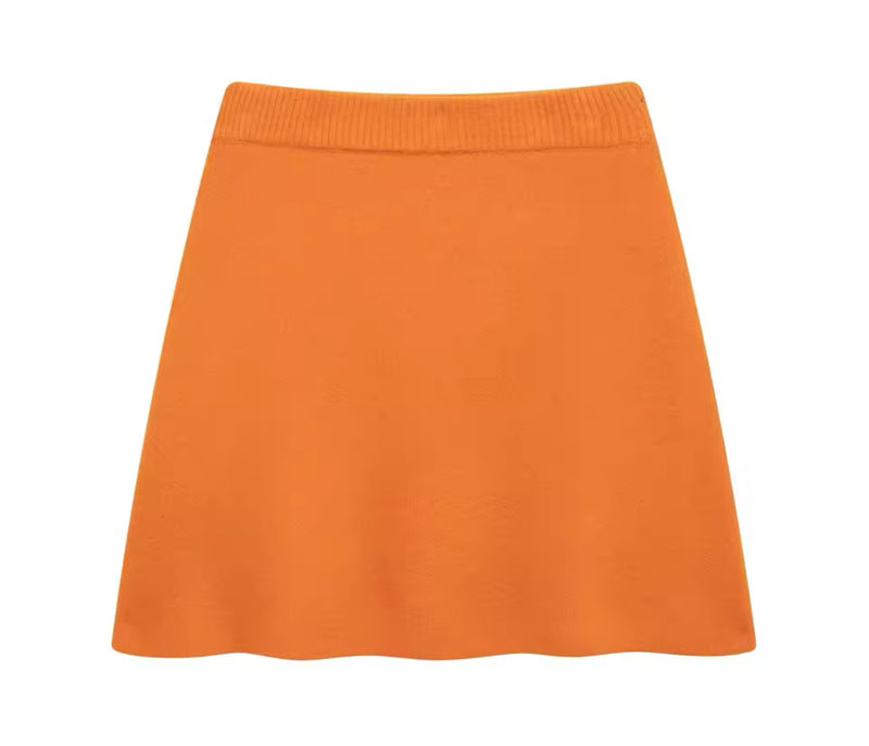 Orange Knitted Skirt and Jumper Co Ord