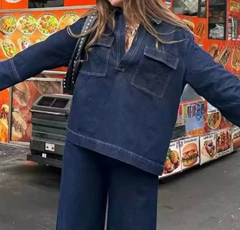 Dark Blue Denim Pocket Shirt