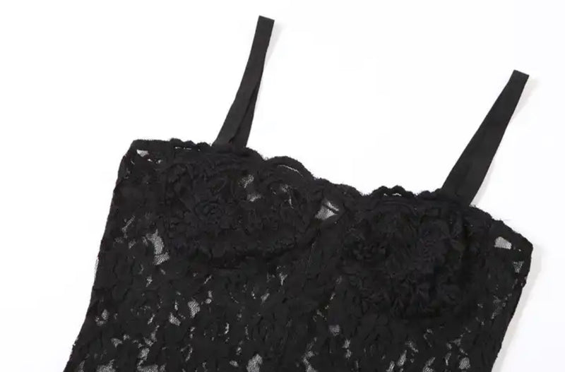 Black lace top with floral design - Black Mesh Dress Bodycon