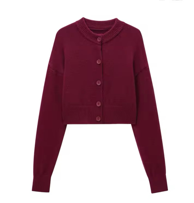 Burgundy Super Soft Crop Cardigan