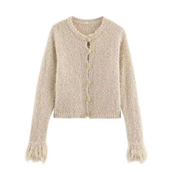 Cream Fringe Cardigan